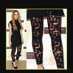 6126 Distressed Ripped Shredded Leggings Lindsay Lohan RARE
